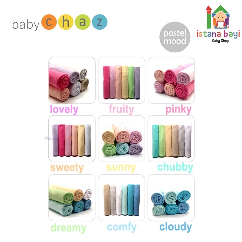 Baby Chaz Bedong Pastel Mood 6 in 1 - Bedong bayi murah isi 6