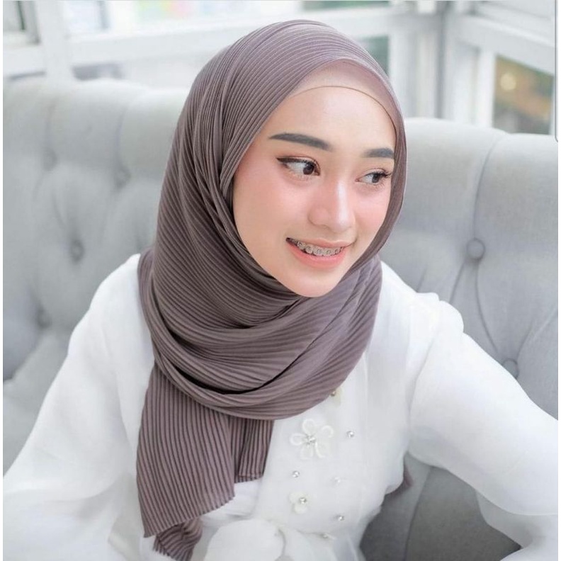 Jilbab Pashmina Plisket Tanpa Garis Tengah New-1