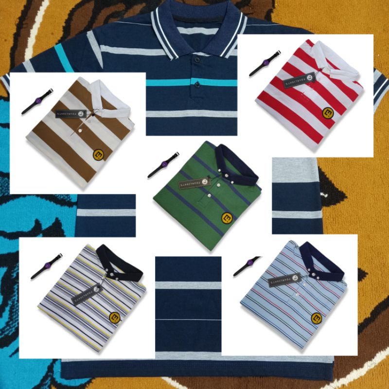 Walrus Kaos Polo Pria Motif Garis (Salur)