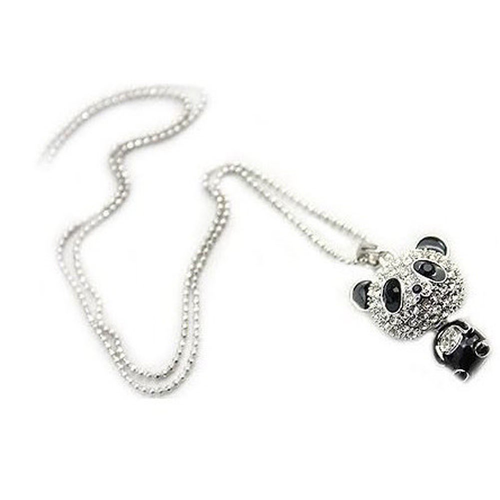 Vintage Rhinestone Lovely Panda Diamond Necklace Clavicle Chain