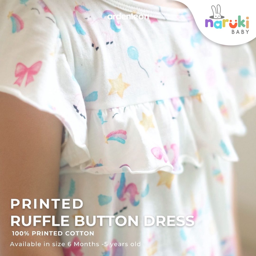 Ardenleon Ruffle Button Dress Printed Arden Leon Gaun Anak Perempuan