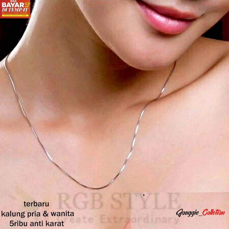 Kalung Titanium Pria Anti Karat Wanita Cowok Asli Keren Silver / Emas /silver /Rantai Cowo