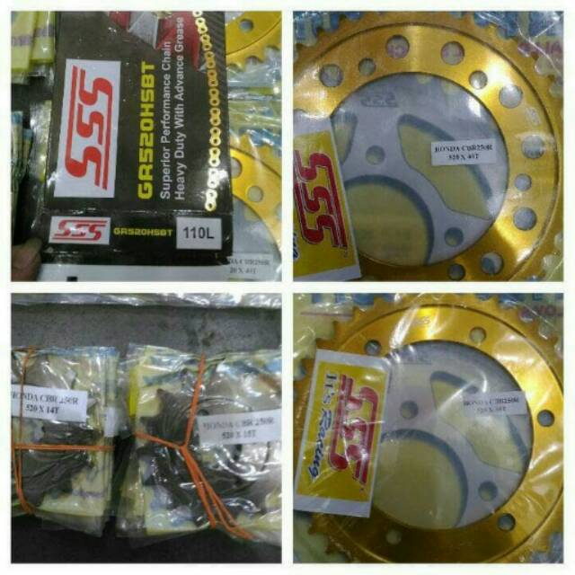 Gear sss cbr 250/gear sss cbr 250 rr gold 520 hsbt rantai gold gear gold