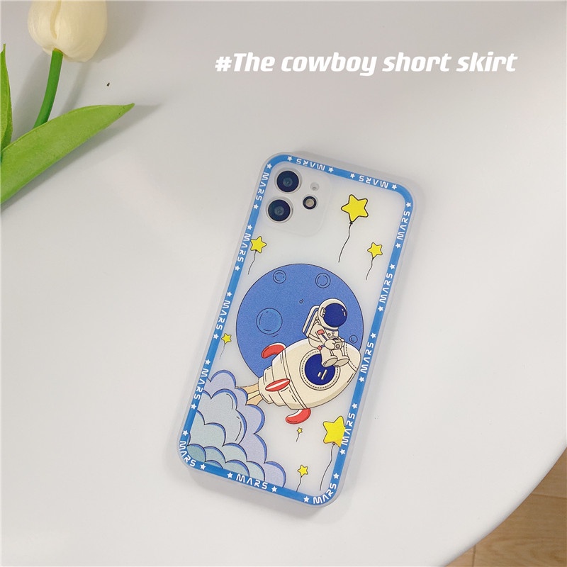 luxurious NASA Matte ​Square Phone Case IPhone 12 12Pro 12Promax 12mini 11 Pro Max X Xs Max XR 8 7 Plus Shockproof Soft TPU Cover