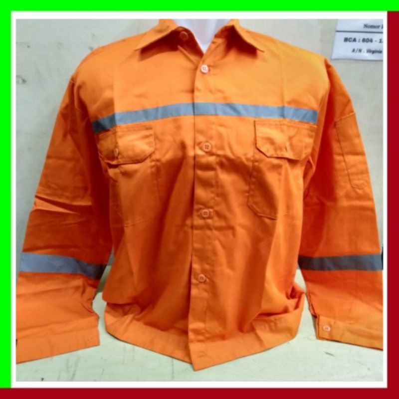 Baju Safety Proyek Lengan Panjang Warna Orange