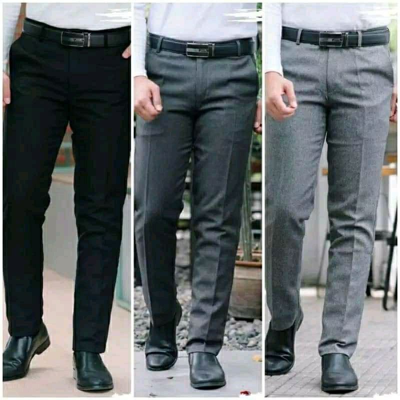 celana formal slimfit bahan woll hitam celana panjang pria dewasa