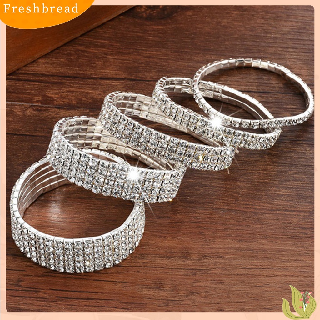 [TERLARIS]Bracelet Rhinestone Design Elastic Alloy Fashion Handwearing Bracelet for Daily Wear