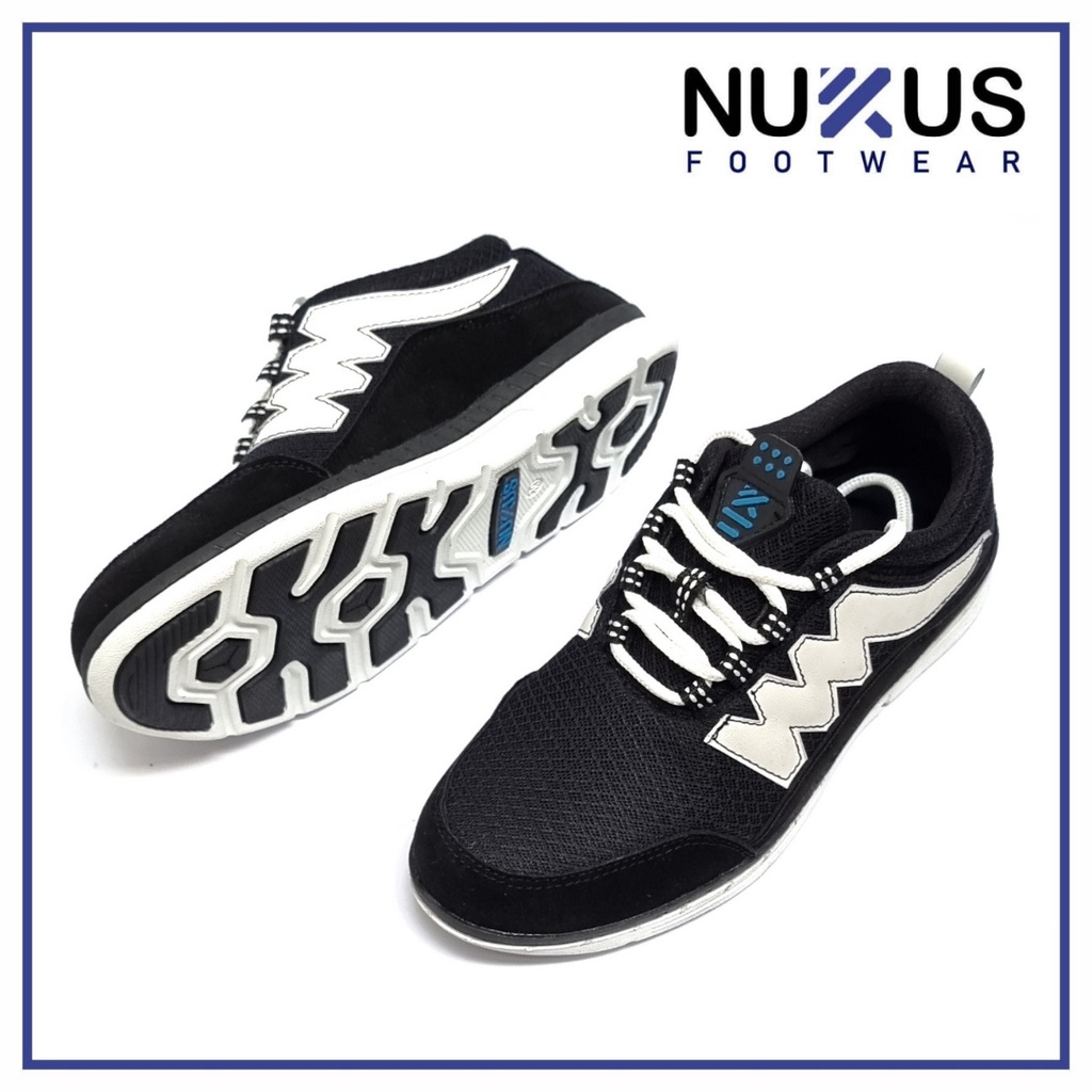 Nukus Sepatu Kets Running Pria Hitam dan Hitam Putih - NKTM 01 GB