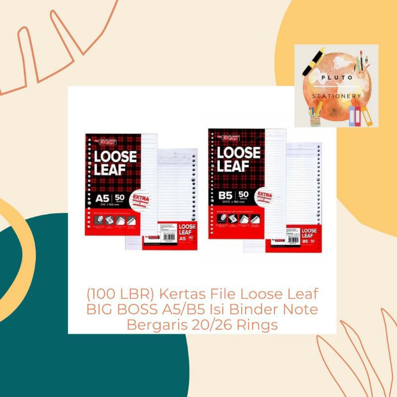 

Kertas binder bergaris / kertas loose leaf yang bagus terbaik A5/B5 BIG BOSS (50 Lembar)