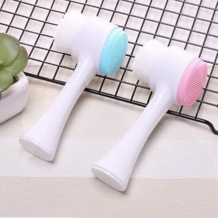 Alat Cuci Muka 2in1 3D Silicon Brush Facial Kuas Pembersih Wajah Cleansing Silikon Bulu Halus