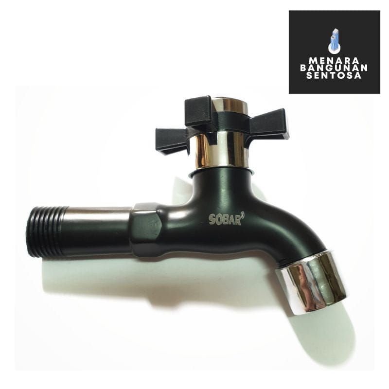 kran tembok Kran air besi Kran tembok Besi hitam Sobar 1/2" Setengah inch