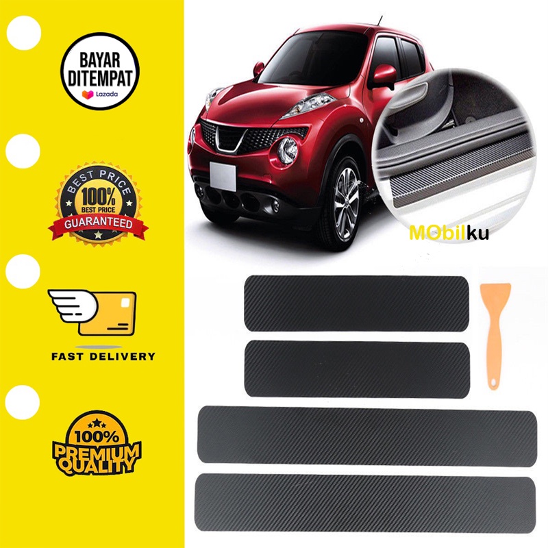 [BISA COD] 4PCS Stiker Carbon 3D Sticker Karbon Fiber Pintu Sill Plate Mobil Pijakan Kaki Door Seal Pelindung Anti Gores