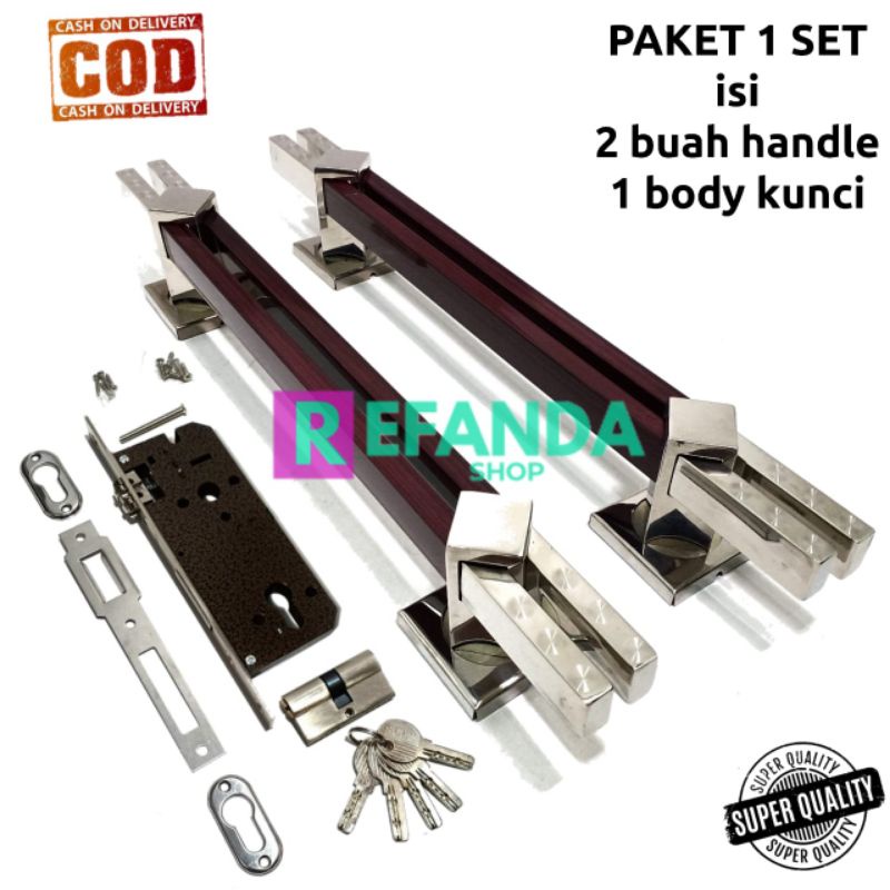 handle pintu rumah 2 set (isi 2) panjang 40 cm dan 60cm / gagang pintu rumah 1 set kunci Terbaru pin