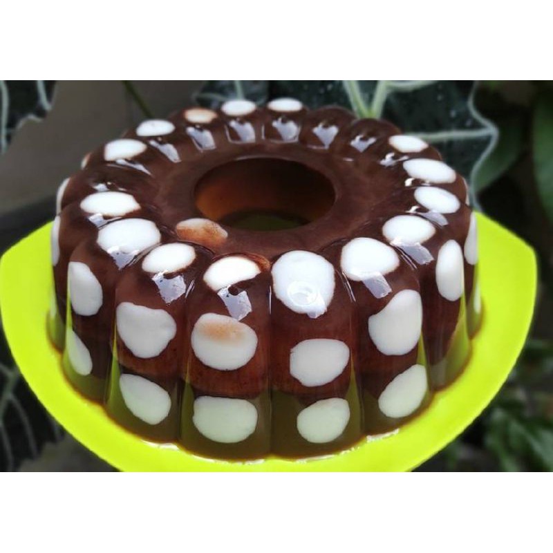 cetakan puding polkadot green leaf / cetakan ager / loyang agar