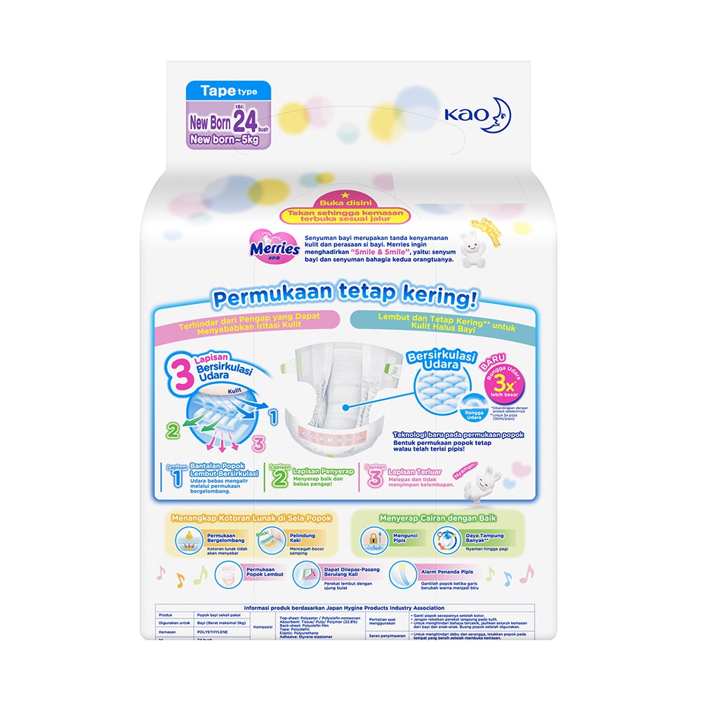 Merries Baby Premium Tape Diapers Popok Perekat Bayi NB24 S24 M38 L32