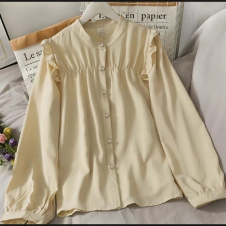 (COD) Baju Atasan wanita kekinian - Baju Blouse Polos - Blus Ruffle - Atasan Wanita Terbaru 2021