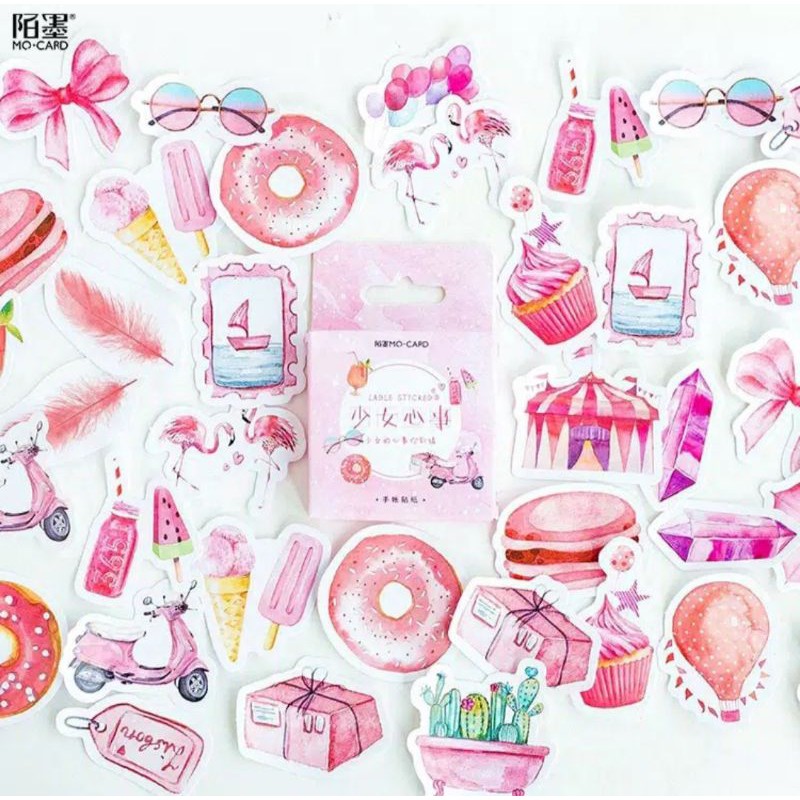 

[RT] 45pcs STIKER AESTHETIC LUCU PINK UNTUK JURNAL STICKER DECO KOTAK