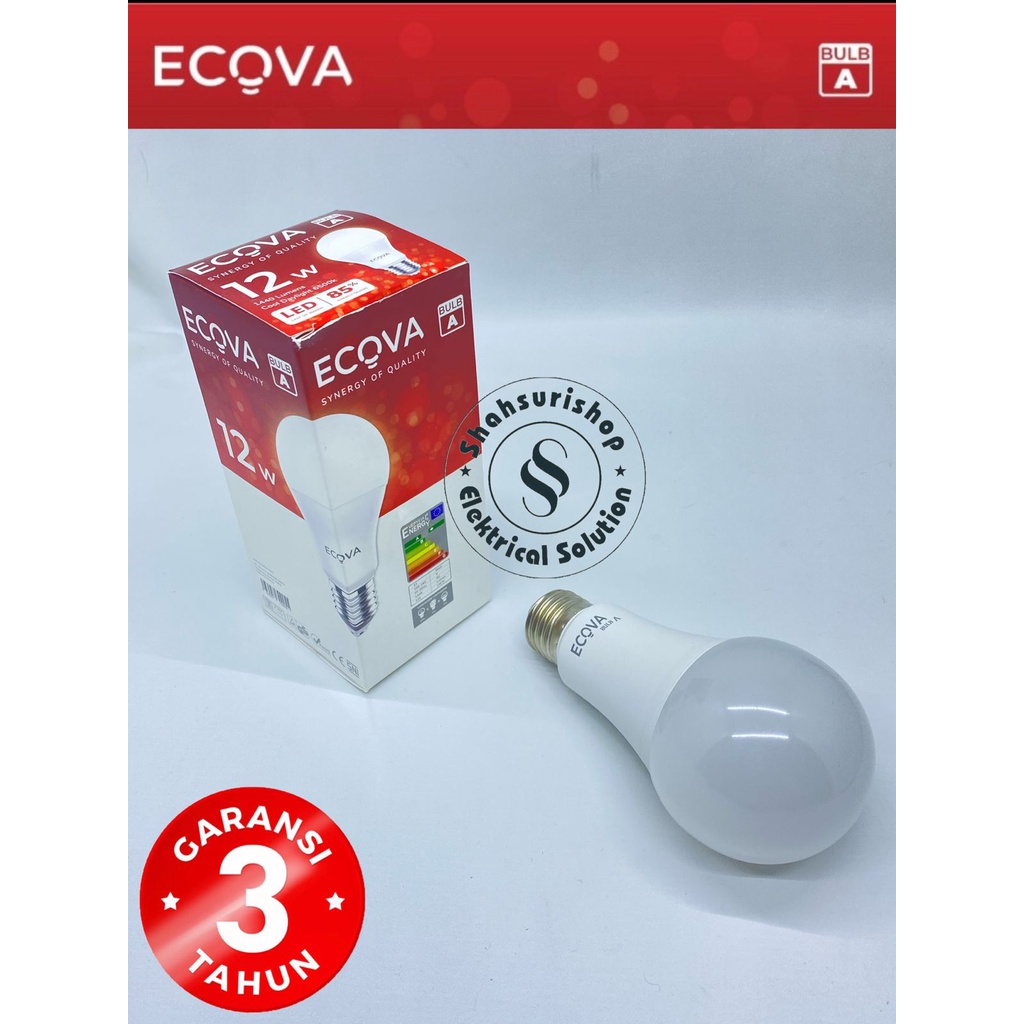 LED BULB ECOVA 12W 12WATT 12 WATT A SERIES GARANSI 3 TAHUN SNI