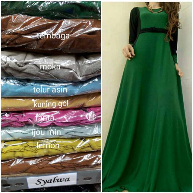 Ready gamis syalwa bahan jersey korea