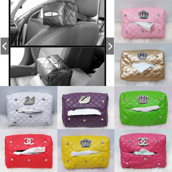 5 Color Tempat Tisu Gantung Crown Mahkota CHXNEL SWAN DAD Sarung Tisu Sunvisor Belakang Jok Mobil