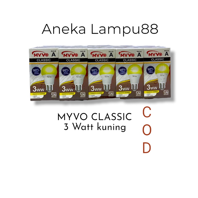 LAMPU LED 3 WATT KUNING PAKET 10 PCS BOHLAM MYVO CLASSIC 3WATT KUNING