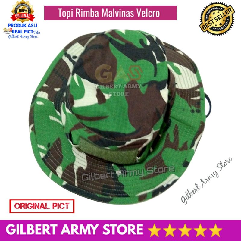 GILBERT ARMY STORE Topi rimba loreng Malvinas Tni  variasi Hitam Perekat Velcro Terbaru  bucket Hat