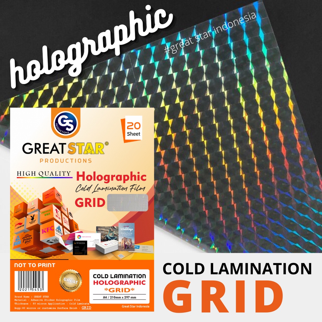 

Cold Lamination Film Holographic Grid A4/20