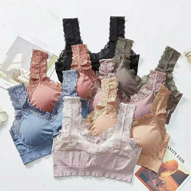 SEAMLESS PUSH UP BRA WANITA VNECK RENDA PAD BUSA ELASTIS GOOD QUALITY