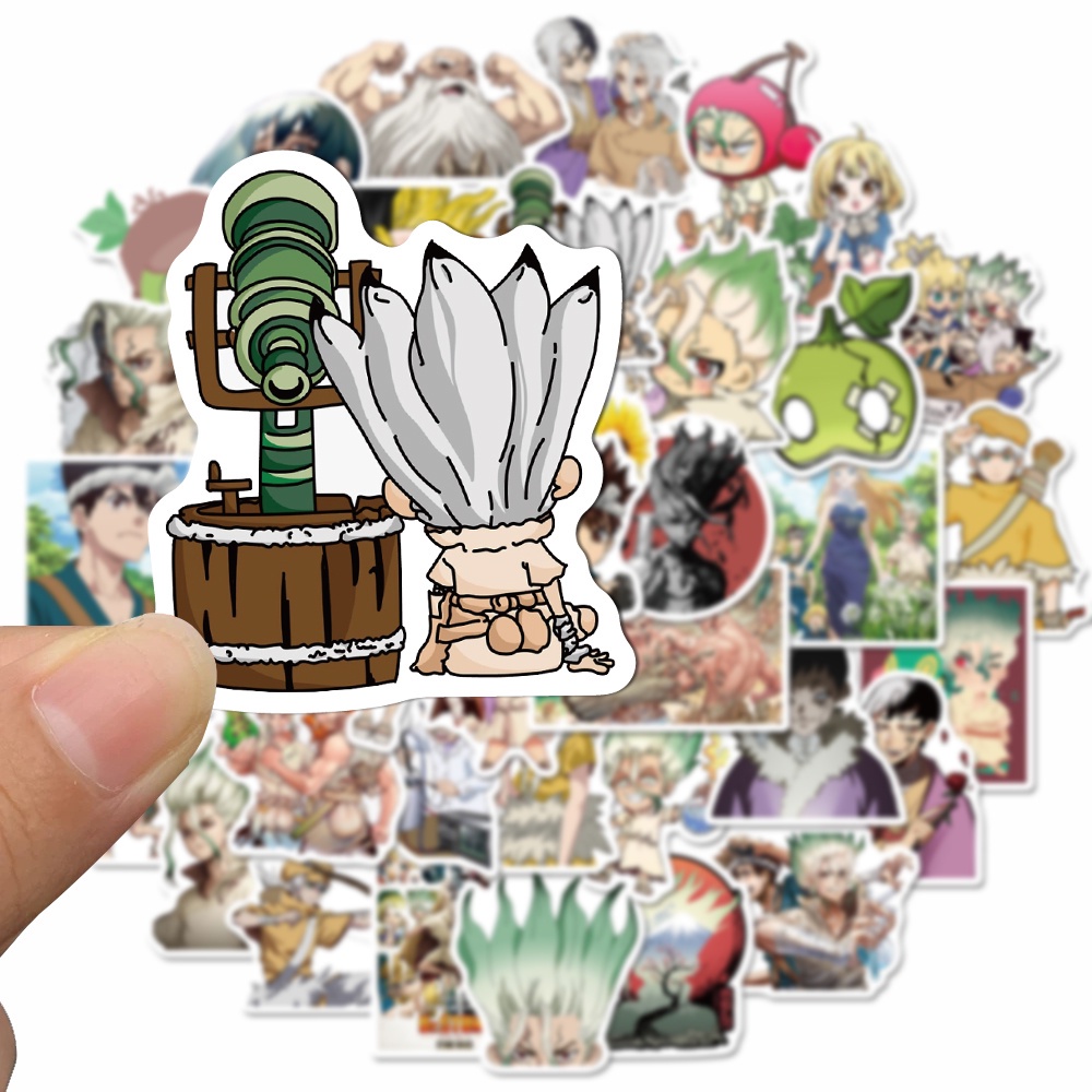 50 Pcs Stiker Motif Kartun Anime Dr. Stone War Tahan Air Untuk Dekorasi Notebook