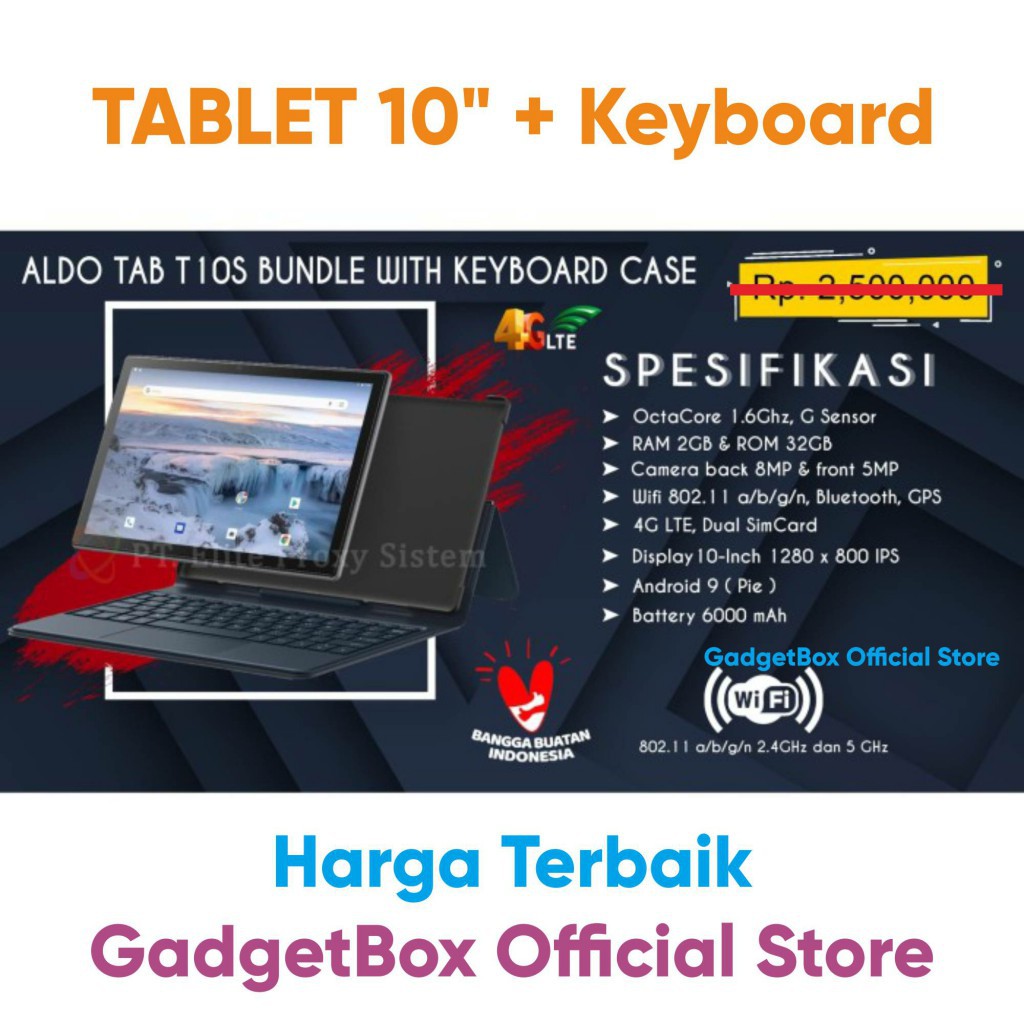 Tablet Aldo T10S Dengan Keyboard (Bonus Free Case) - Ready Stock