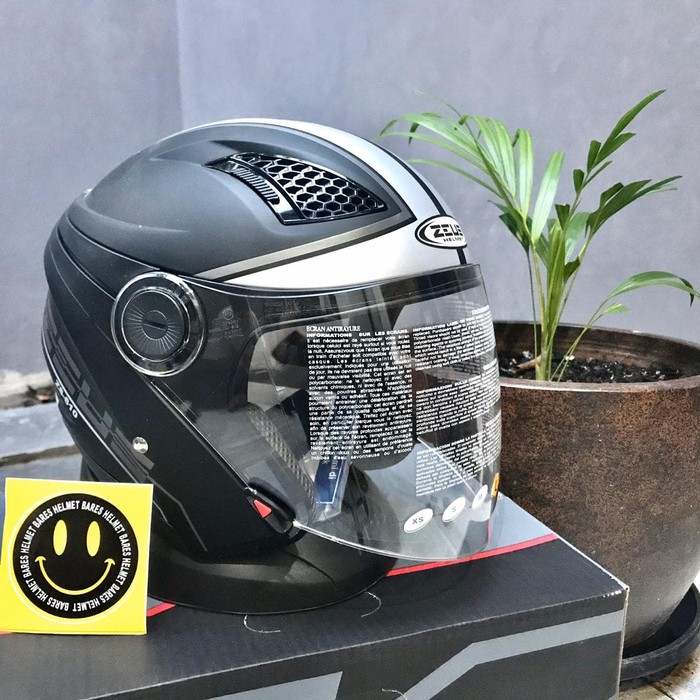 Helm Zeus 610 ZS610 Black 0017 Silver ZS610 Half Face Double Visor