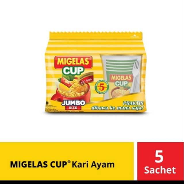 MIE GELAS CUP RASA KARI AYAM SDH ADA GELAS DAN GARPU JUMBO 5 BKS @ 41 GR