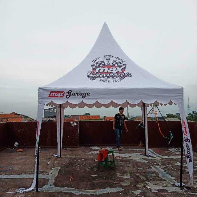 Tenda stan kerucut 3x3 bahan dinir d300 sof korea