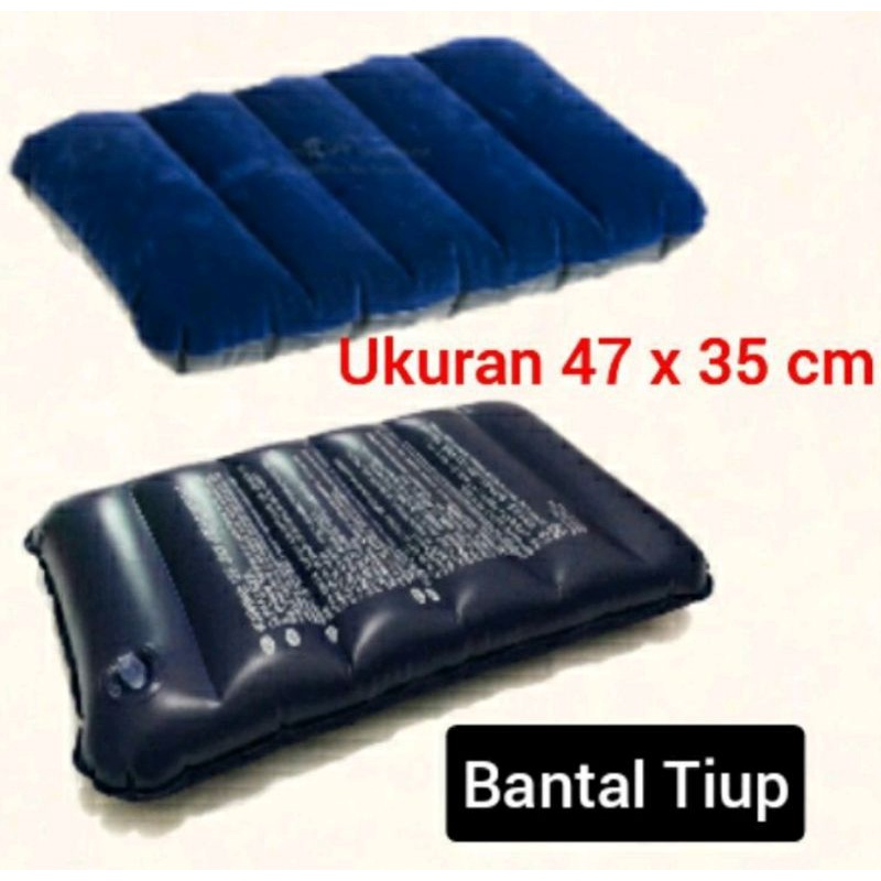 Bantal angin tiup vinyl bludru travel pillow / bantal mobil