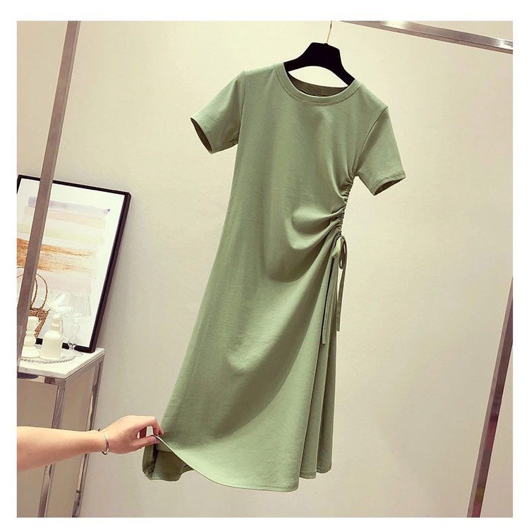 Rok Panjang T-shirt Dress Cantik Rok Ramping Langsing Tampak Kurus Rok Fashion Kasual Santai Rok Dress Korean Style