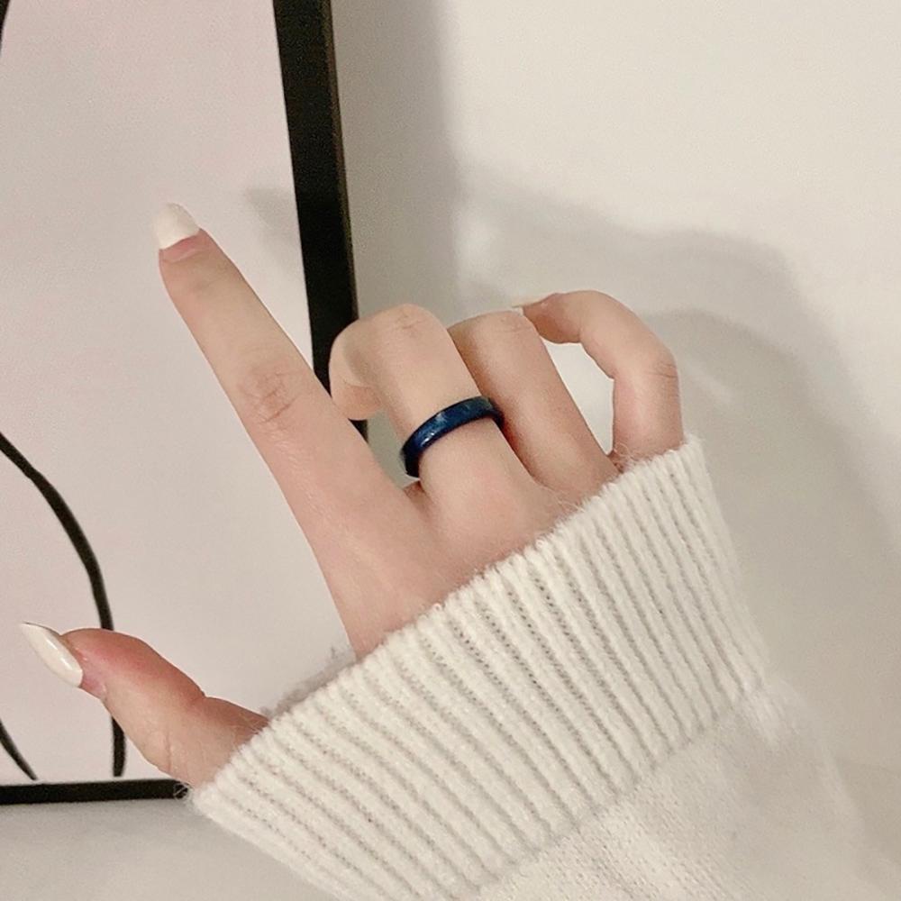 Agustinina Cincin Transparan Aesthetic Warna-Warni Minimalis Korea Tipis Untuk Hadiah Perhiasan Wanita