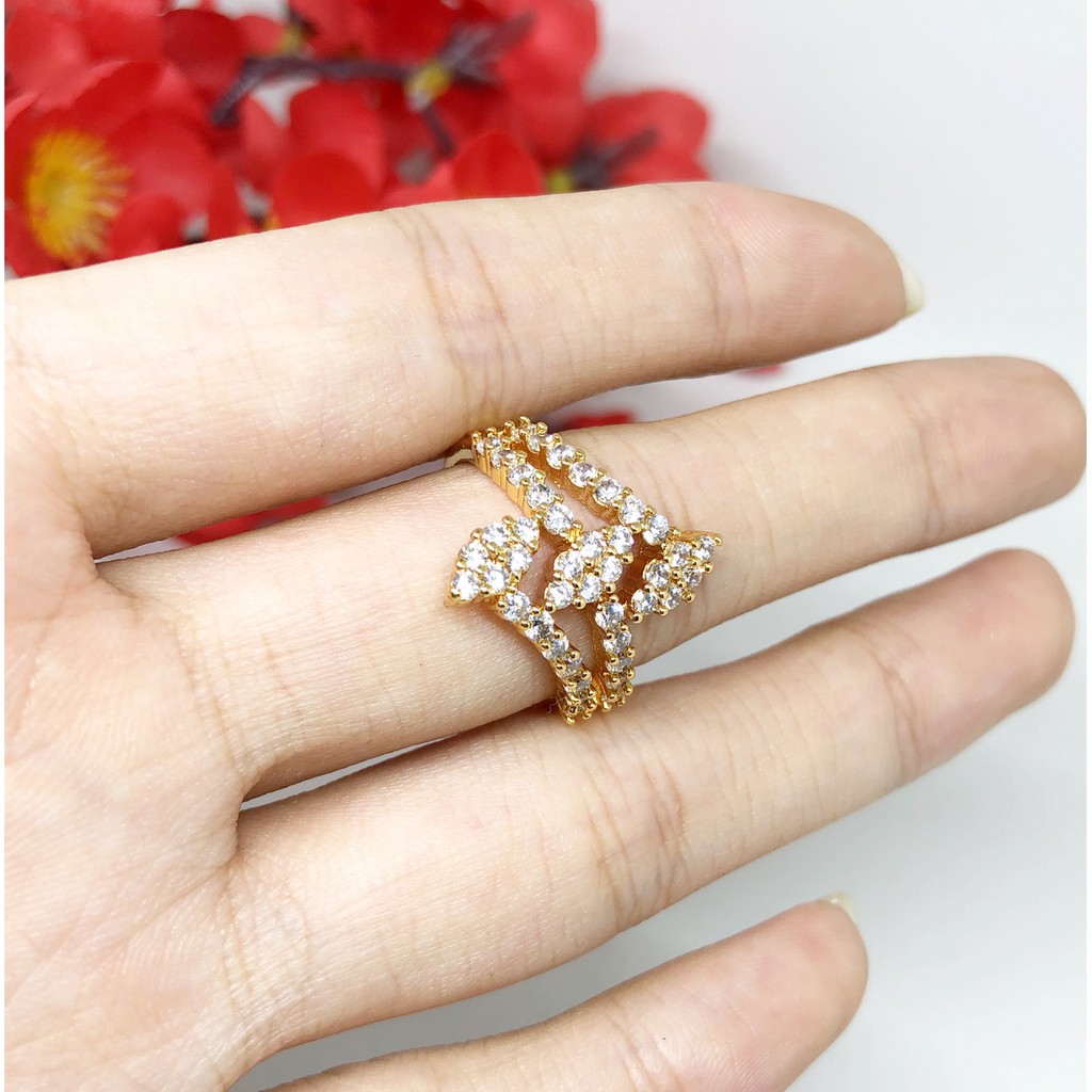 Cincin Rhodium Xuping Premium Mewah Elegan Lapis Emas - BR437