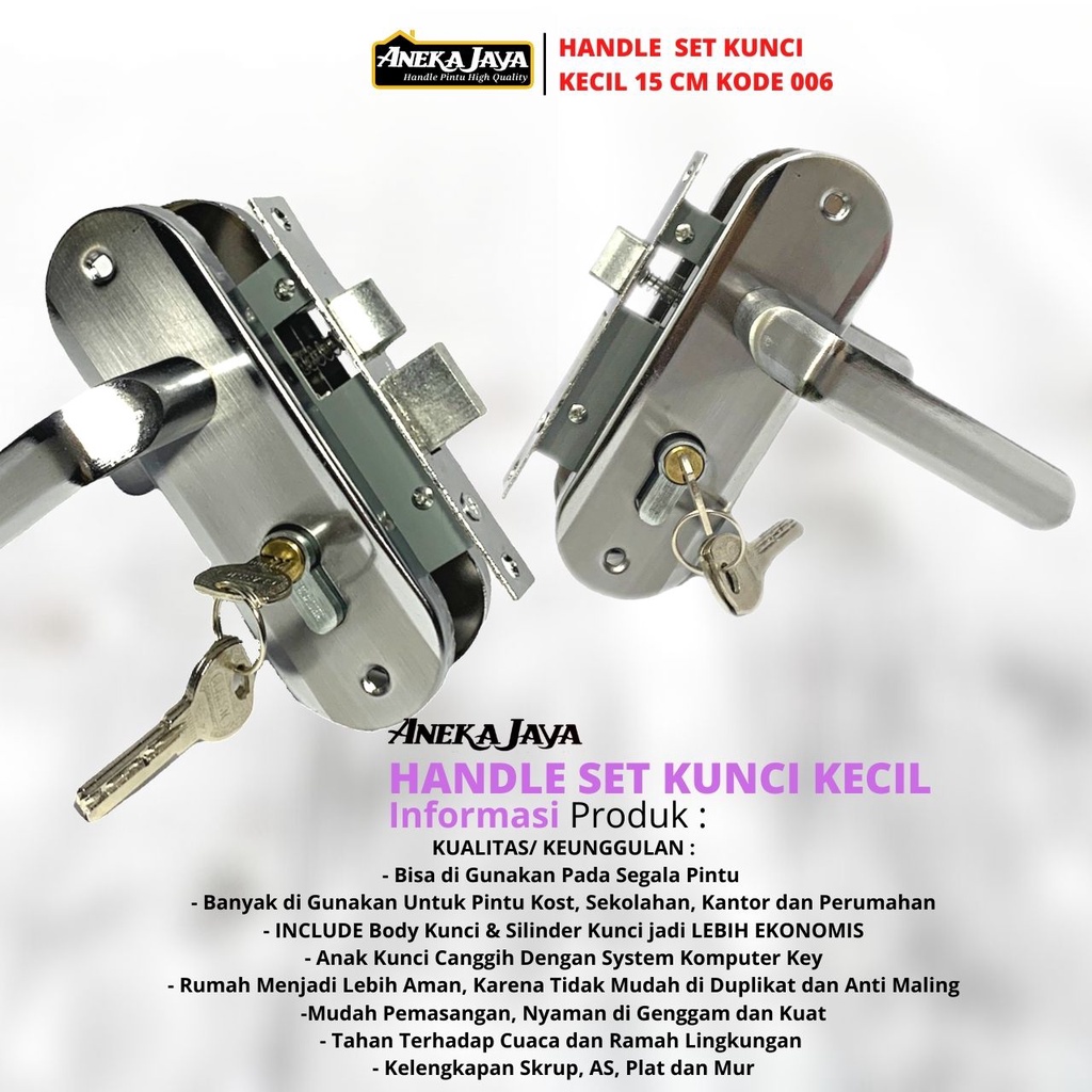 gagang pintu set kunci KECIL 15 cm / handle pintu / gagang pintu kamar / kunci pintu rumah / kunci pintu / gagang pintu rumah / pegangan pintu / handle pintu rumah