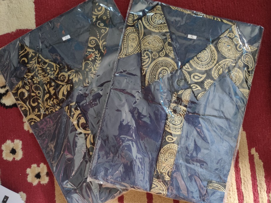 Kemeja Hem Pria Kombinasi Batik Pekalongan Black Drop