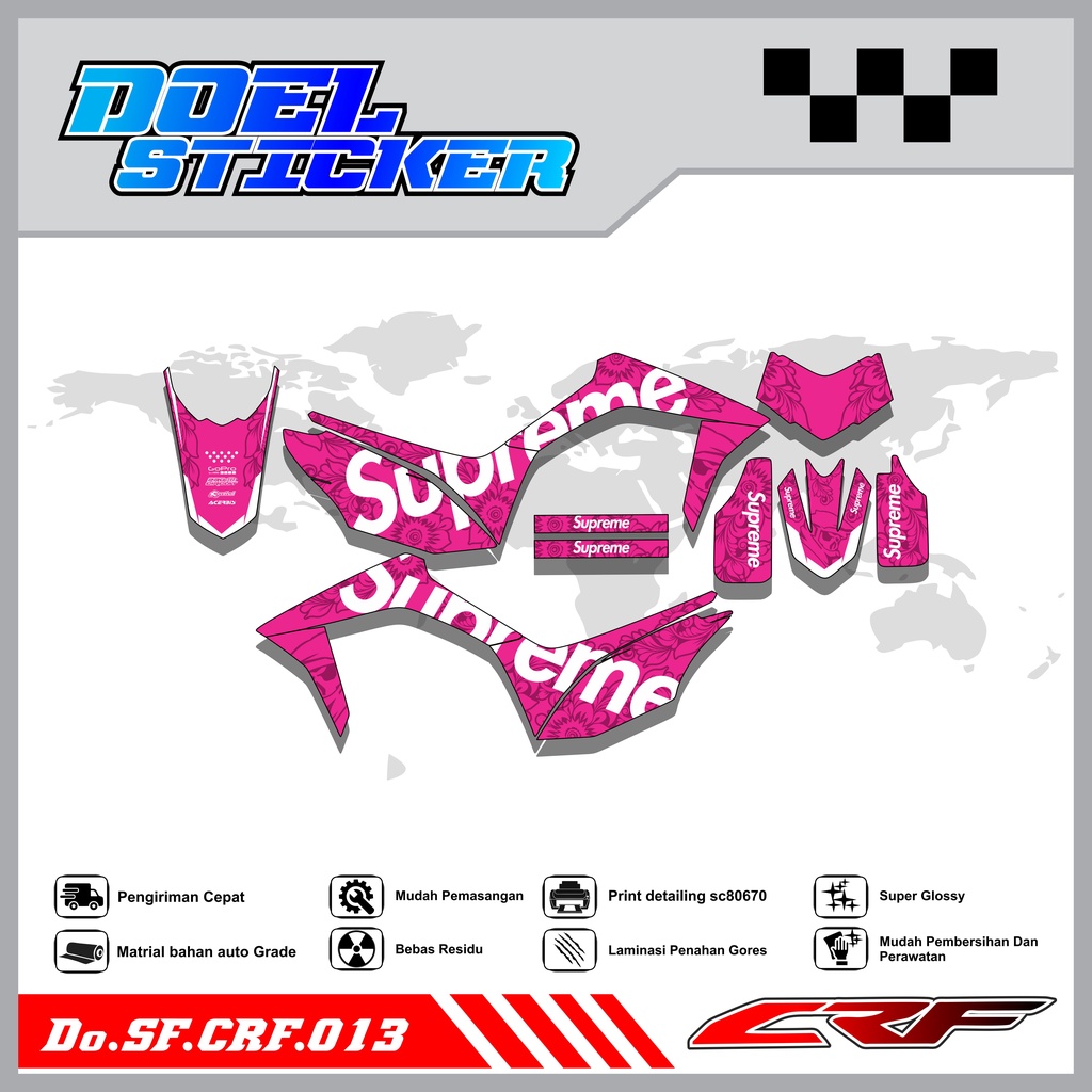 Sticker Striping Semifull CRF 150L List Variasi Hologram Pelangi,Crome Doel 013