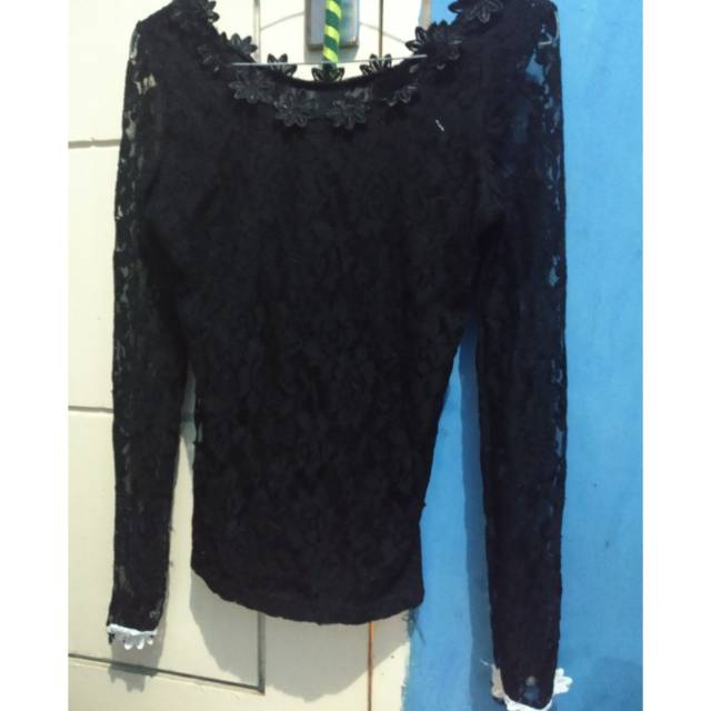 PL baju brukat hitam bunga