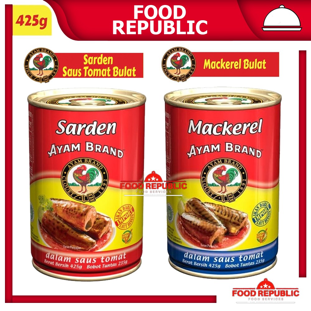 AYAM BRAND 425 GR IKAN SARDINES / MACKEREL KALENG SARDEN FISH TOMAT