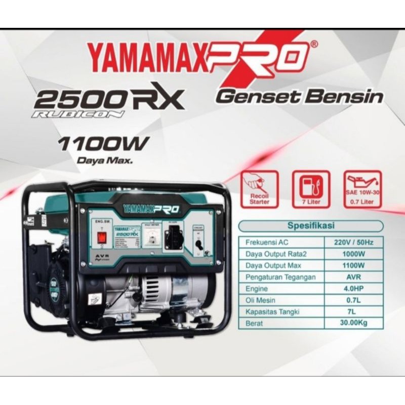 Mesin Genset AVR Bensin 4 Tak 1000 watt Yamamax Rubicon 2500