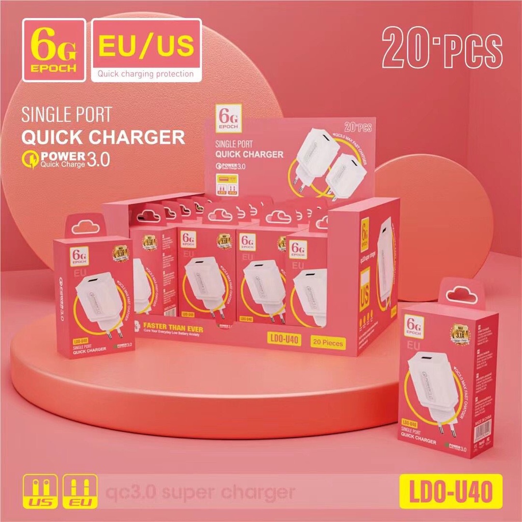 Charger QC 3.0 fast charging trave Quick charger realme QC007 / kepala charger power 3.0 fast charging LD0-U40