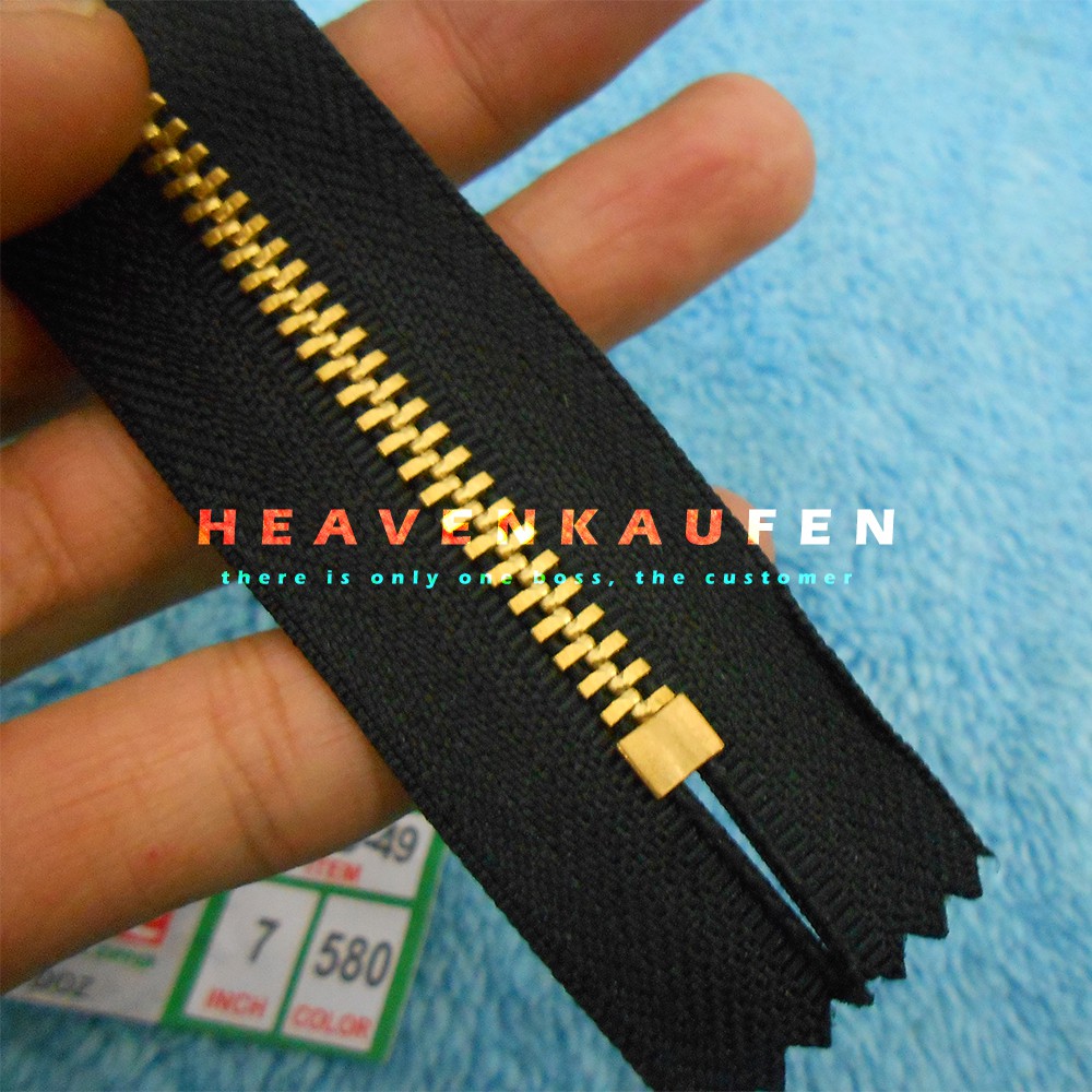 Resleting Jeans YEE 17,5 cm (7 inch) Hitam - Emas Gold Murah