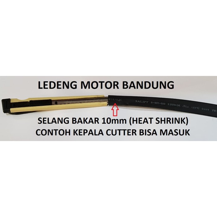 10mm Heat Shrink Selang Bakar Selongsong Isolasi Pelindung Kabel 1 mtr LEDENG MOTOR
