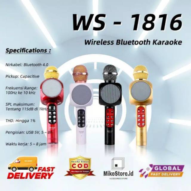 Mic Microfon Bluetooth PORTABLE WS 1816 WSTER TERMURAH MEDAN MDN