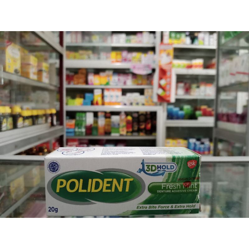 POLIDENT DENTURE ADHESIVE CREAM 20 GRAM FRESH MINT - ED 08/2025