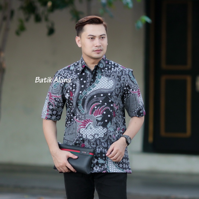 Seragam Batik Lengan Pendek Pria Baju Kantoran Premium Batik Aluna Solo PD 021