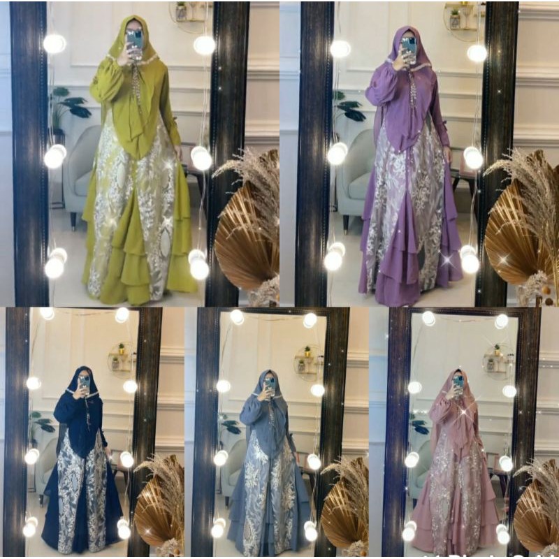 Elnaka 192_gamis syari ceruty brukat premium by elnaka